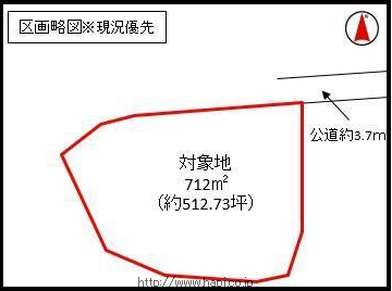荒砥中学校区域　土地面積:712平米 ( 215.38坪 )　